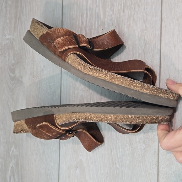 Mephisto Women Brown Leather Loop Toe Sandals Platform Sz 41/11 - Picture 10 of 13